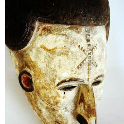 Masque facial de danse, polychrome en cimier agbobo mwo  Peuple IGBO (IBO)  Nigeria